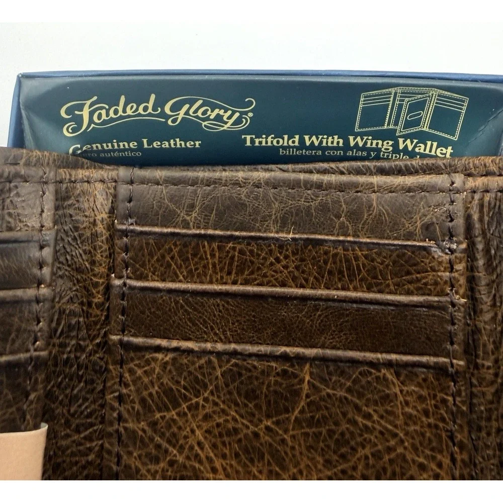 Faded Glory Men's American Bison Leather Trifold Wallet